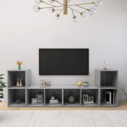 Mobili TV 4 pz Grigio Cemento 72x35x36,5cm in Legno Multistrato