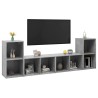 Mobili TV 4 pz Grigio Cemento 72x35x36,5cm in Legno Multistrato