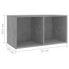 Mobili TV 4 pz Grigio Cemento 72x35x36,5cm in Legno Multistrato