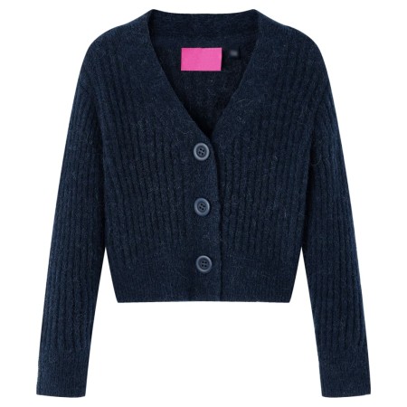 Cardigan da Bambina Lavorato a Mano Blu Marino 104