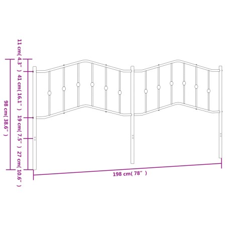 Testiera in Metallo Bianco 193 cm