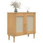 Credenza SENJA Aspetto Rattan Marrone 80x35x80 cm Massello Pino