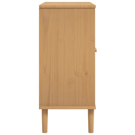 Credenza SENJA Aspetto Rattan Marrone 80x35x80 cm Massello Pino