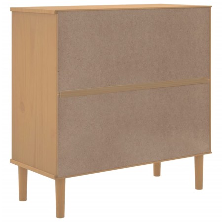 Credenza SENJA Aspetto Rattan Marrone 80x35x80 cm Massello Pino