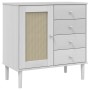 Credenza SENJA Aspetto Rattan Bianco 80x40x80 cm Massello Pino