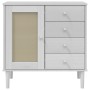 Credenza SENJA Aspetto Rattan Bianco 80x40x80 cm Massello Pino