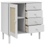 Credenza SENJA Aspetto Rattan Bianco 80x40x80 cm Massello Pino