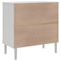 Credenza SENJA Aspetto Rattan Bianco 80x40x80 cm Massello Pino