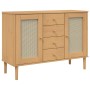 Credenza SENJA Aspetto Rattan 112x40x80 cm Legno Massello Pino