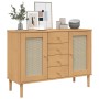 Credenza SENJA Aspetto Rattan 112x40x80 cm Legno Massello Pino