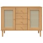 Credenza SENJA Aspetto Rattan 112x40x80 cm Legno Massello Pino