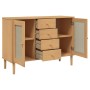 Credenza SENJA Aspetto Rattan 112x40x80 cm Legno Massello Pino