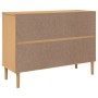 Credenza SENJA Aspetto Rattan 112x40x80 cm Legno Massello Pino