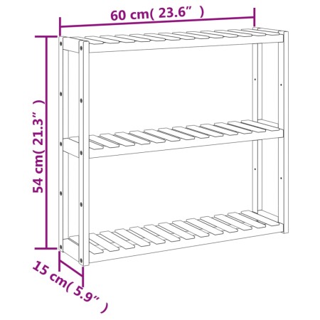 Mensola da Bagno 3 Ripiani Montaggio a Parete 60x15x54cm Bambù