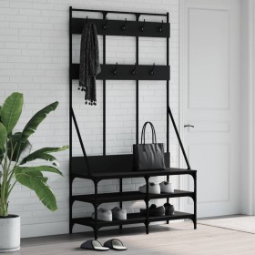 Appendiabiti con Porta Scarpe Nero 100x40x184 cm