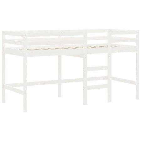 Letto Soppalco con Scala Bambini Bianco 80x200cm Massello Pino