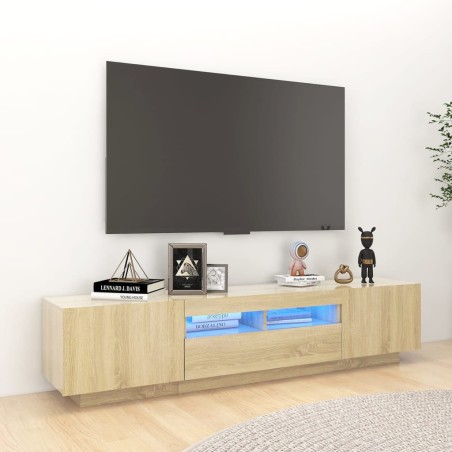 Mobile Porta TV con Luci LED Rovere Sonoma 180x35x40 cm