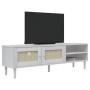 Mobile TV SENJA Aspetto Rattan Bianco 158x40x49 Massello Pino