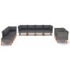 Set Divani Giardino 10pz Polyrattan Legno di Eucalipto Grigio