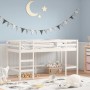 Letto Soppalco con Scala Bambini Bianco 90x190cm Massello Pino