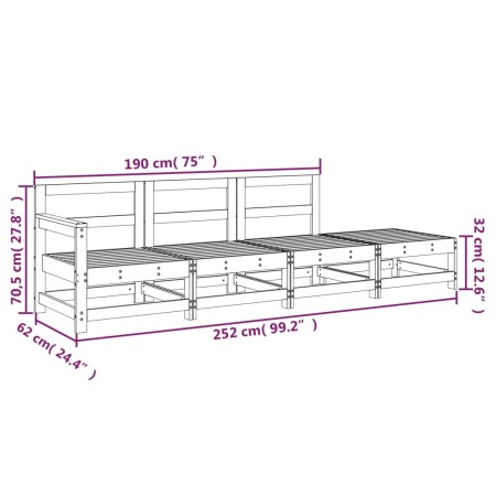 Set Salotto da Giardino 4 pz in Legno Impregnato di Pino