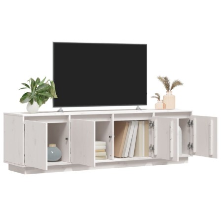 Mobile Porta TV Bianco 156x37x45 cm in Legno Massello di Pino