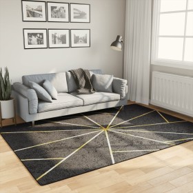 Tappeto Lavabile Nero e Oro 160x230 cm Antiscivolo