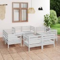 Set Divani da Giardino 9 pz Bianco in Legno Massello di Pino