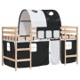 Letto a Soppalco con Tunnel Bambini Bianco e Nero 90x190cm Pino