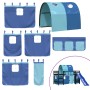 Letto a Soppalco con Tunnel Bambini Blu 90x190cm Massello Pino