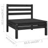 Set Divani da Giardino 3 pz Nero in Legno Massello di Pino