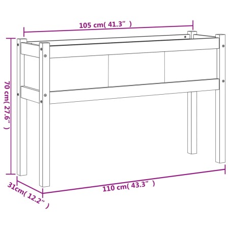 Fioriera Giardino con Gambe 110x31x70 cm Legno Massello Douglas