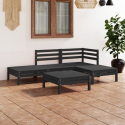 Set Salotto da Giardino 5 pz in Legno Massello di Pino Nero