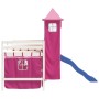 Letto a Soppalco con Torre Bambini Rosa 80x200cm Massello Pino