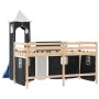 Letto a Soppalco con Torre Bambini Bianco e Nero 80x200cm Pino