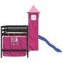 Letto a Soppalco con Torre Bambini Rosa 90x190cm Massello Pino