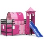 Letto a Soppalco con Torre Bambini Rosa 90x200cm Massello Pino