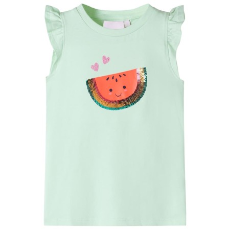 Maglietta da Bambina Maniche Volant Verde Tenue 140
