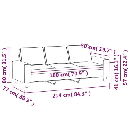 Divano a 3 Posti Grigio Chiaro 180 cm in Tessuto