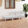 Set Divani da Giardino 3 pz Bianco in Legno Massello di Pino