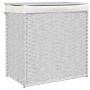 Cesto Portabiancheria 2 Sezioni Bianco 53x35x57 cm Polyrattan