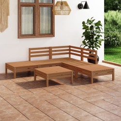 Set Salotto da Giardino 6 pz in Legno Massello di Pino Miele