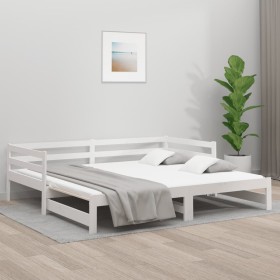 Divano Letto con Letto Estraibile Bianco 90x190cm Massello Pino