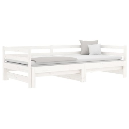 Divano Letto con Letto Estraibile Bianco 90x190cm Massello Pino