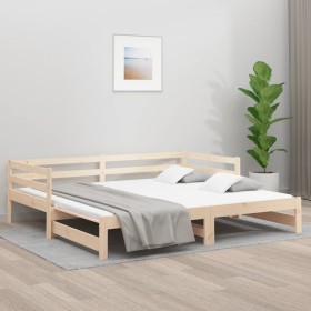 Divano Letto con Letto Estraibile 90x200cm Legno Massello Pino