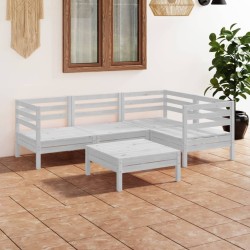 Set Salotto da Giardino 5 pz in Legno Massello di Pino Bianco