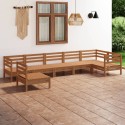 Set Salotto da Giardino 7 pz in Legno Massello di Pino Miele