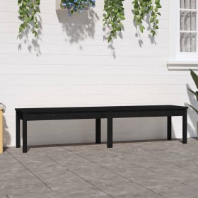 Panca Giardino 2 Posti Nera 203,5x44x45cm Legno Massello Pino