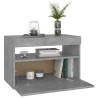 Comodino con Luci LED Grigio Cemento 60x35x40 cm