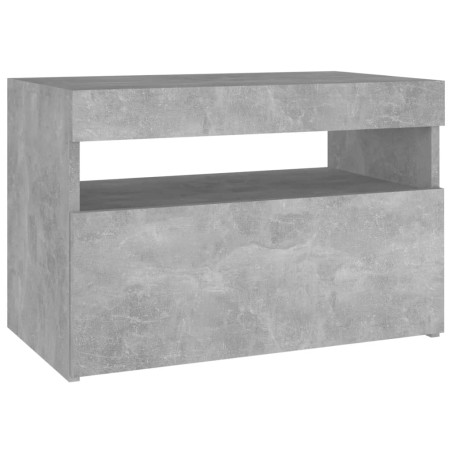 Comodino con Luci LED Grigio Cemento 60x35x40 cm